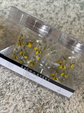 Mini Mason Drink Jar Salt n Pepper Shaker Set Lemons NWT set of two